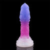Dildo monstre fantasy bleu, silicone, pointe effilée